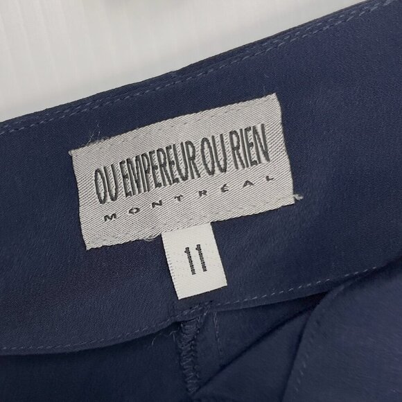 OU EMPEREUR OU RIEN Flowy Designer Curvy Hips Navy Blue Flared Trouser 11 / L‎ - Picture 8 of 8
